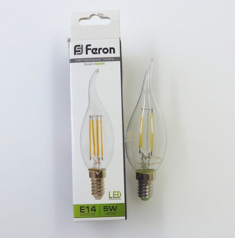 Лампа светодиодная LED 5вт Е14 теплый свеча FILAMENT (LB-59)