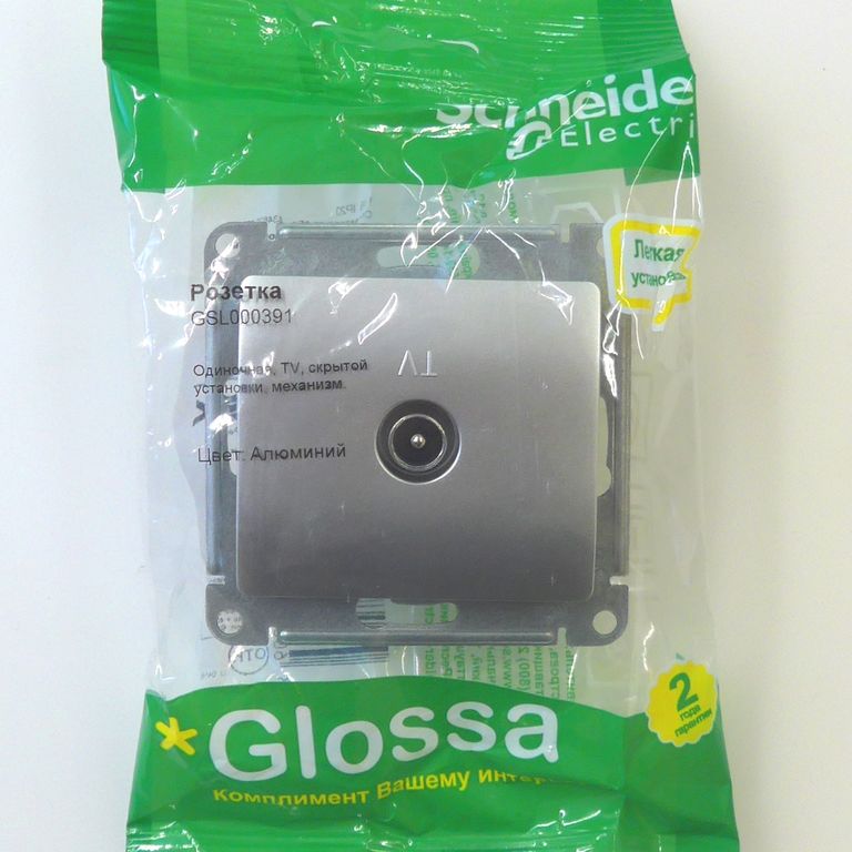 GLOSSA Розетка телевизионная одиночная алюминий в рамку Schneider Electric