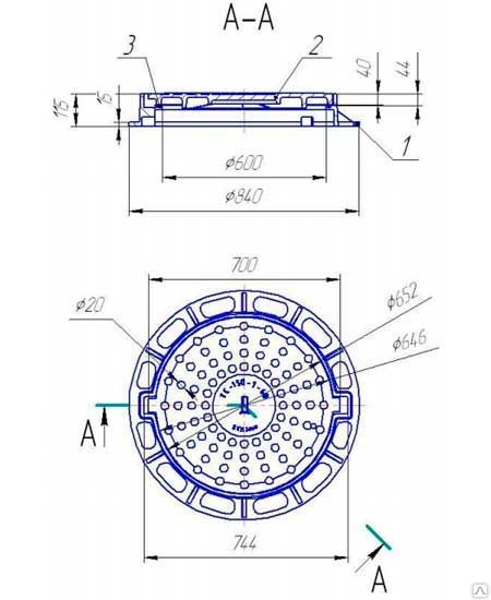 Люк чугунный 600 чертеж