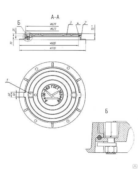 Люк чугунный 600 чертеж