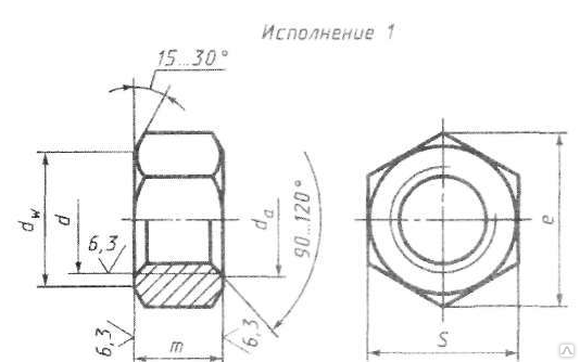 Гайка м10 размеры чертеж