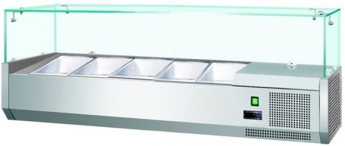 Витрина холодильная для ингредиентов 4*GN1/3 + 1*GN1/2 -150 мм Koreco VRX1400380(395II)