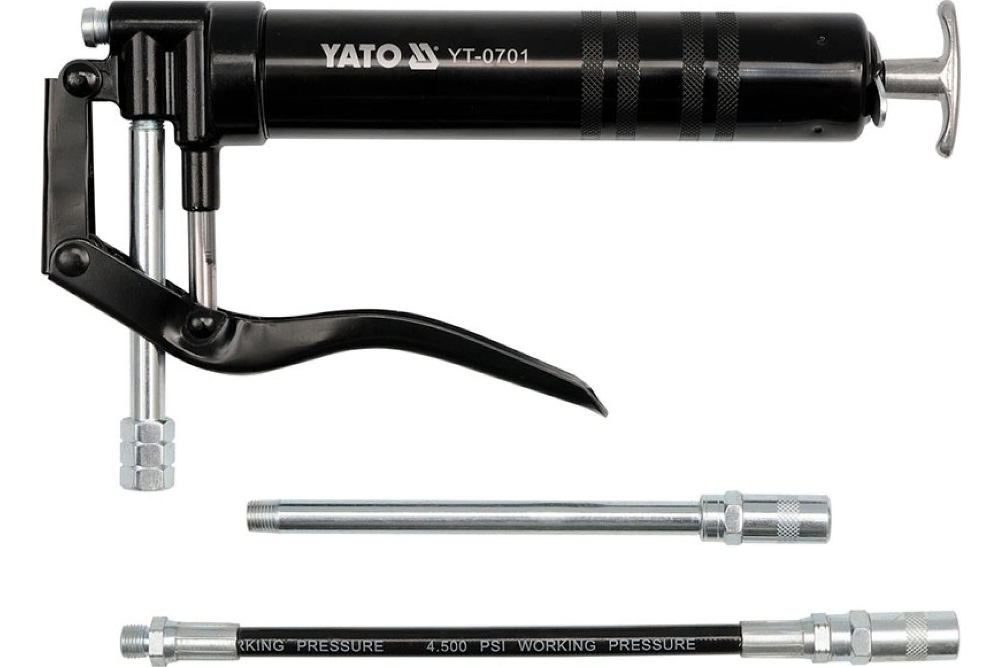 Шприц YATO для консистентной смазки 120 мл с жестким и гибким шлангом под запасную тубу YT-0701