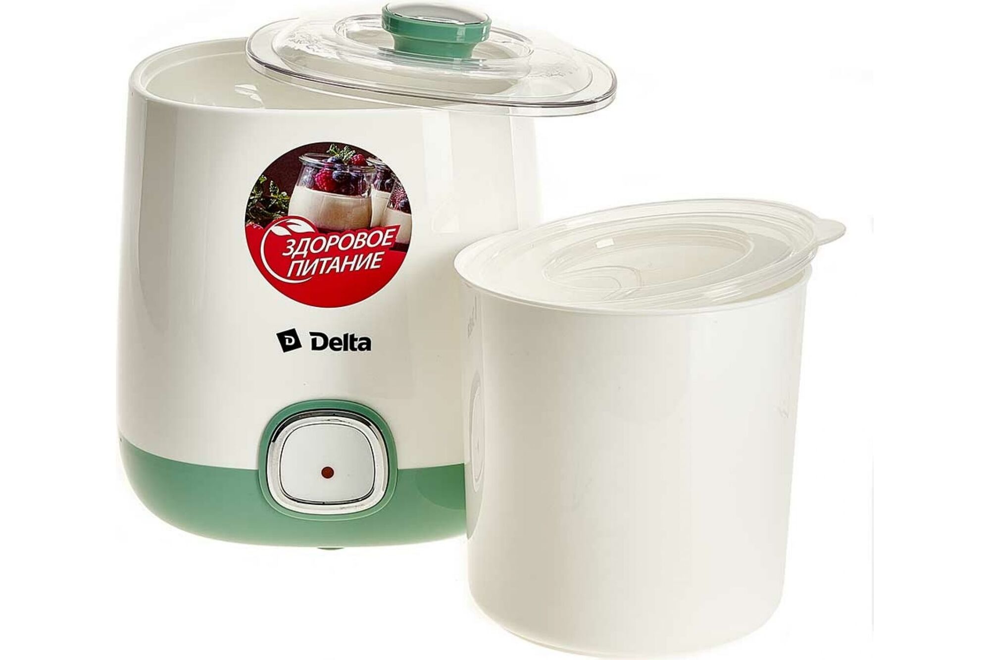 Электрическая йогуртница Delta DL-8400 объем контейнера 1 л, белый с серо-зеленым Р1-00004492 2
