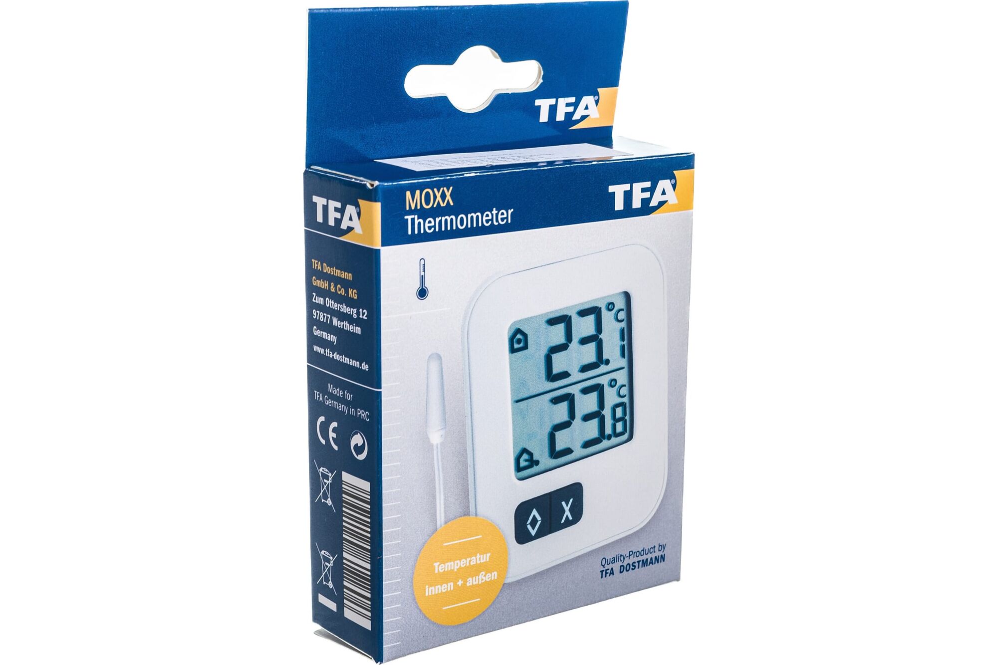 TFA Dostmann 30.1043.02 Digitales Innen-Außen-Thermometer MOXX