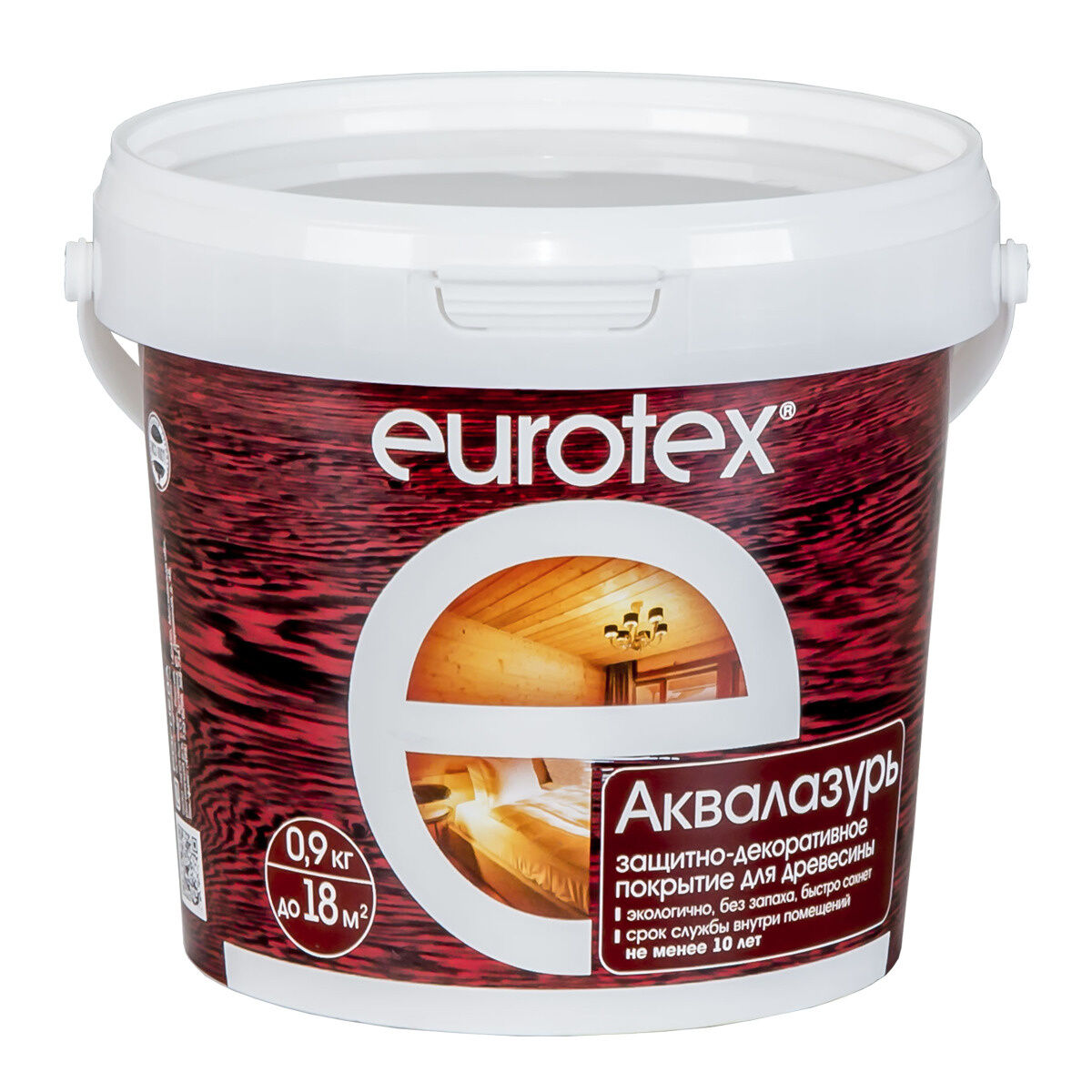 EUROTEX® АКВАЛАЗУРЬ® Защитно-декоративное покрытие для древесины 0,9 л. 1