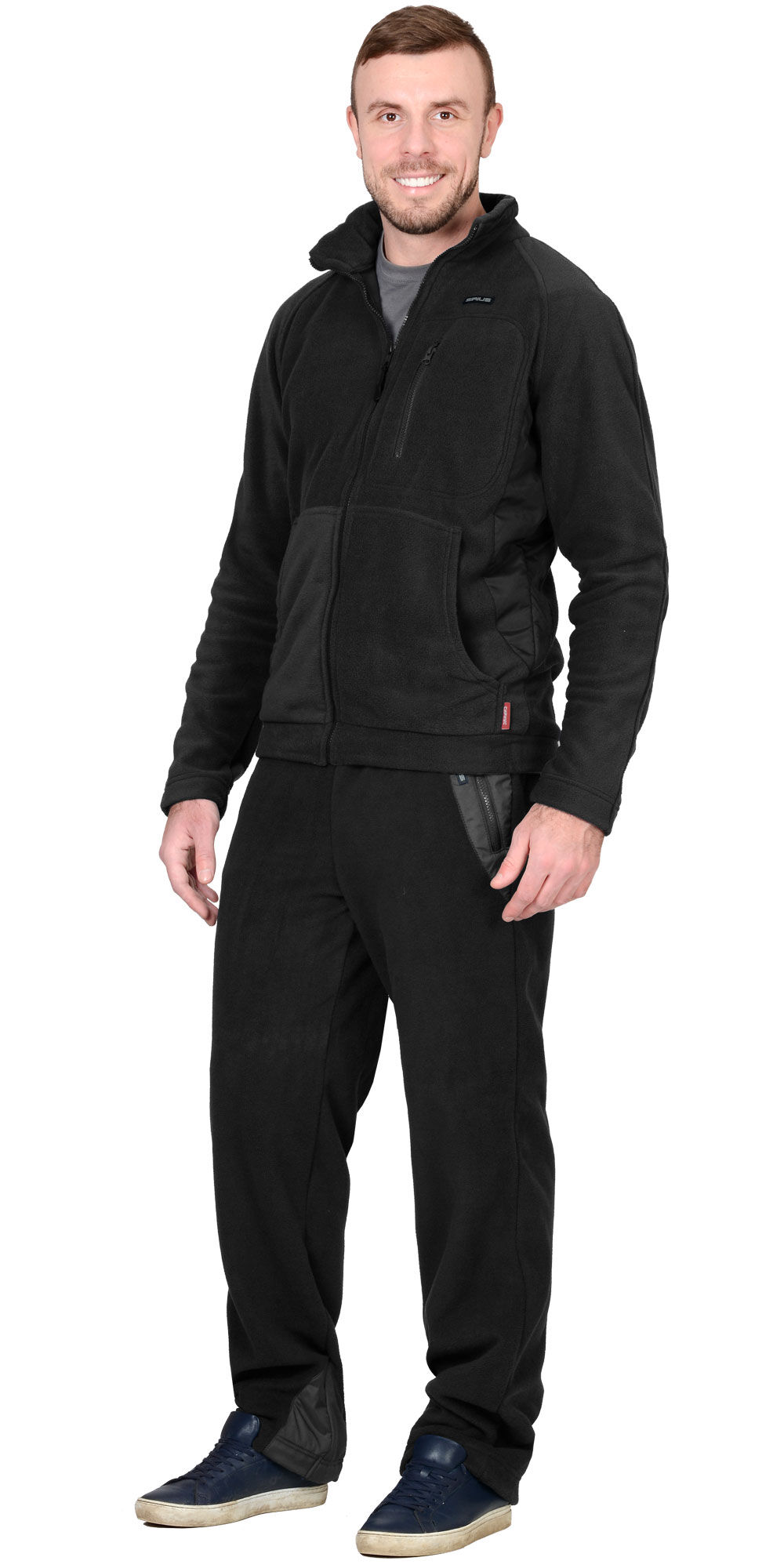Куртка флисовая АКТИВ черная с черной отделкой
