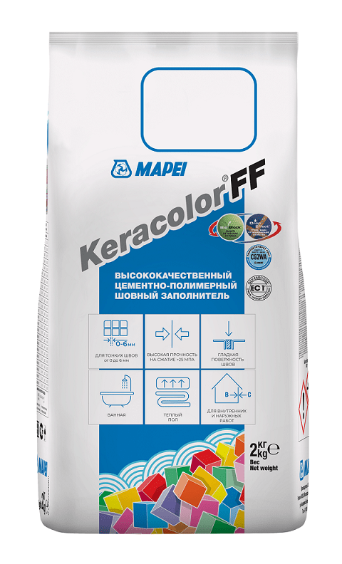 Затирка швов водоотталкивающая Mapei Keracolor FF №111/2кг (Светло-серая)