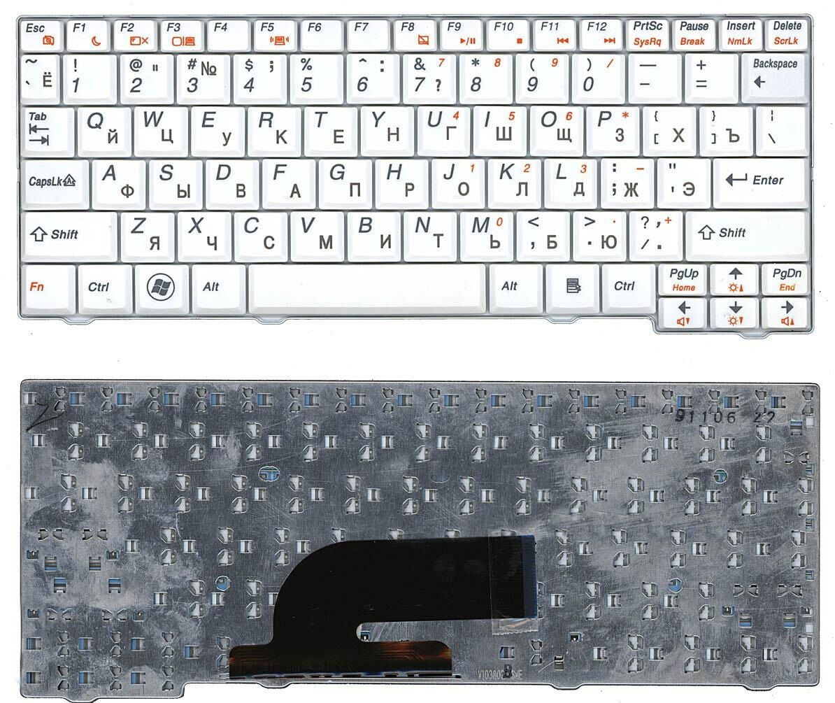 Клавиатура для ноутбука Lenovo S10-2 S10-3C S11 белая p/n: 42T4224, 42T4259, 8C9092, V100620BK1