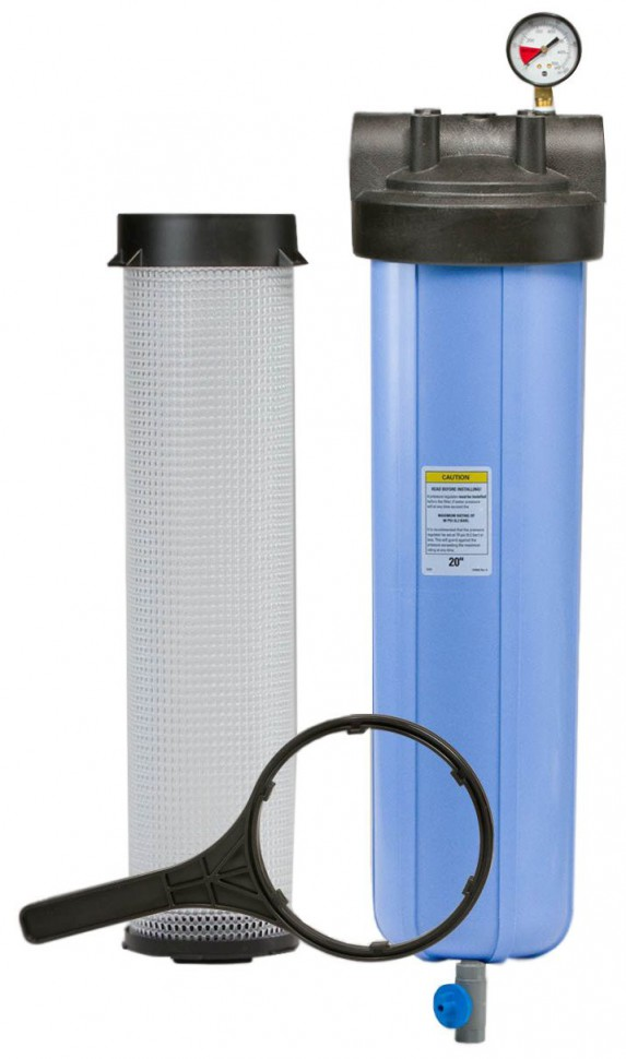 Корпус мешочного фильтра для холодной воды PBH-420-1 1/2" (с манометром и сливом, под мешочный фильтр BP)