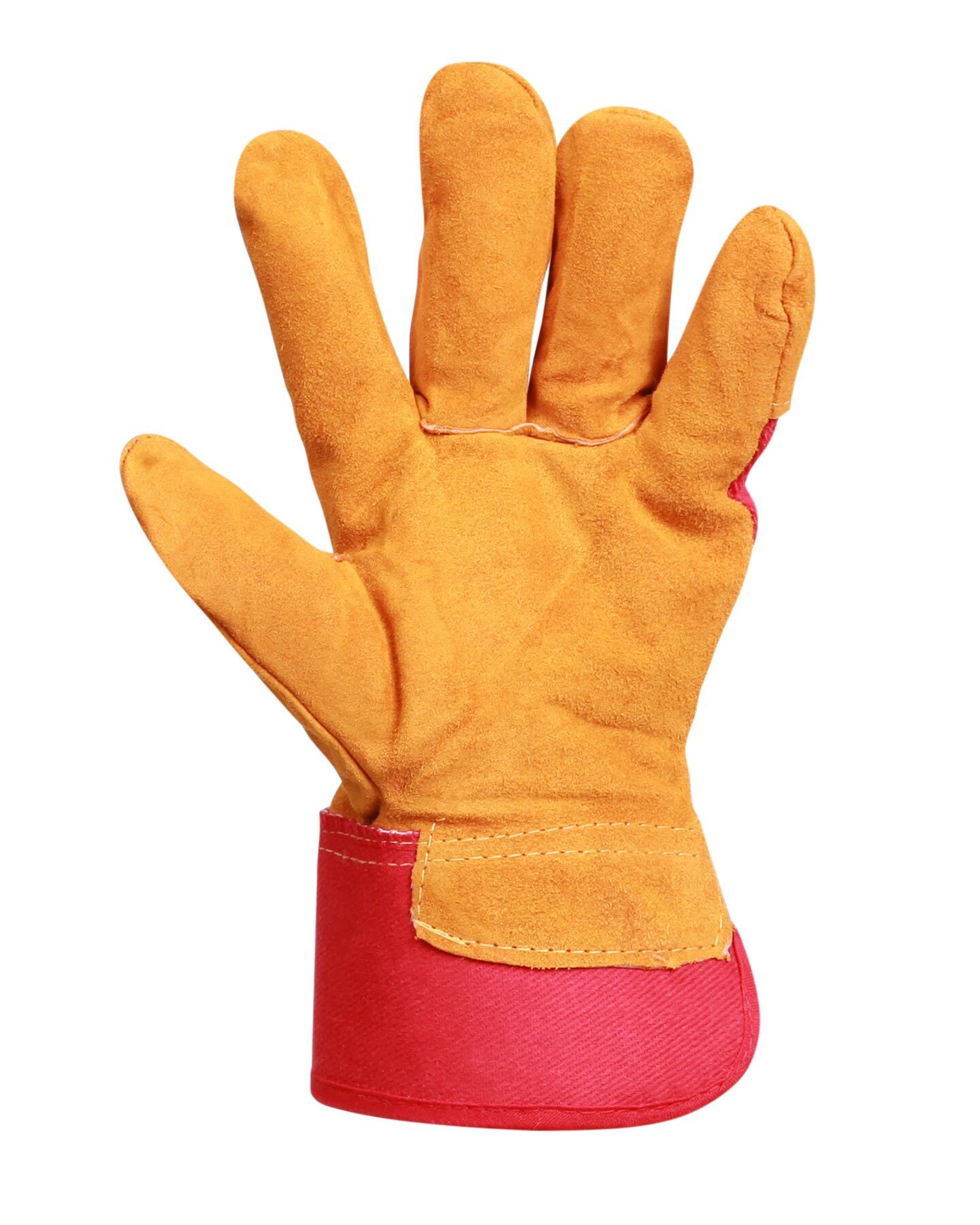 Перчатки утеплённые спилковые ДИГГЕР комбинированные мех 750 г/м2, жёлто-красные, дл.27 см, р10.5 (пер602) 3