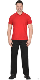 Рубашка-поло красная короткие рукава с манжетом, пл.180 г/м2 #1