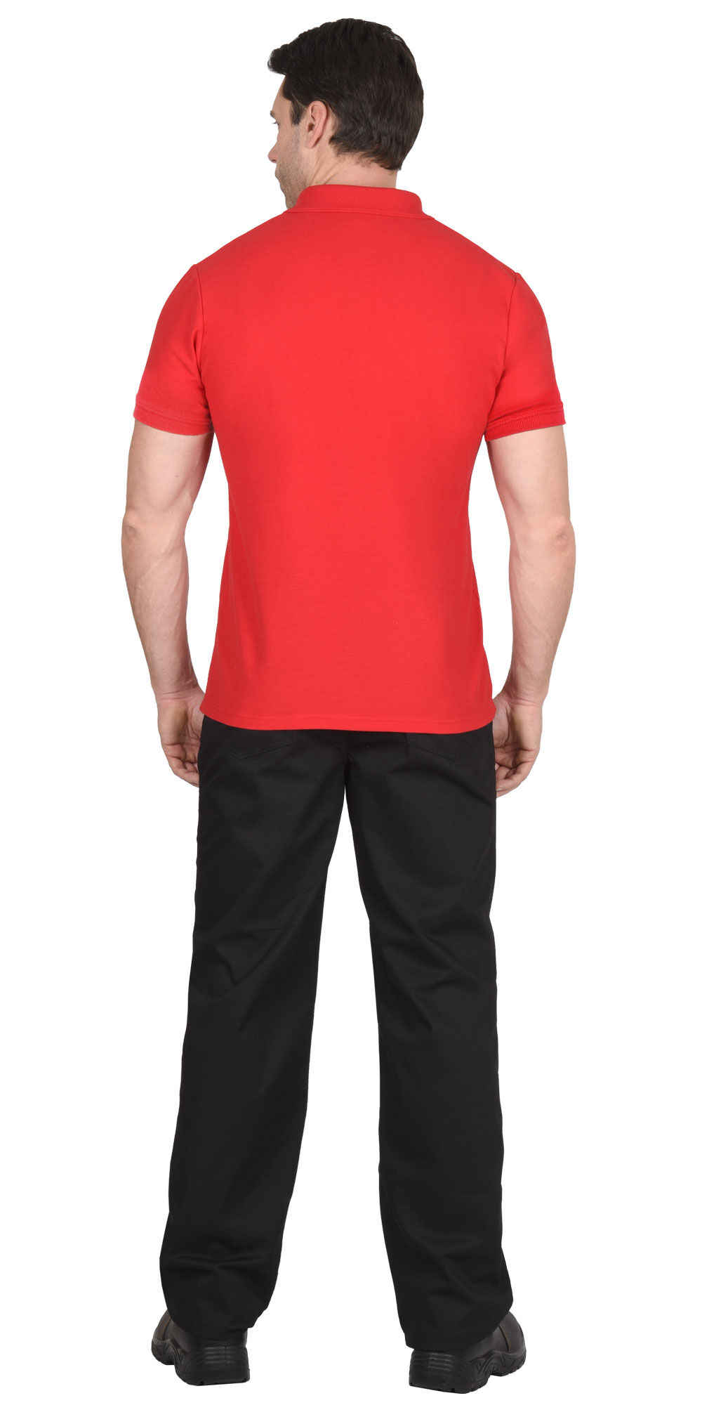 Рубашка-поло красная короткие рукава с манжетом, пл.180 г/м2 #3