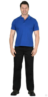 Рубашка-поло васильковая короткие рукава с манжетом, пл.180 г/м2 #1