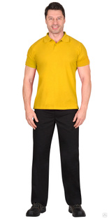 Рубашка-поло желтая короткие рукава с манжетом, пл.180 г/м2 #1