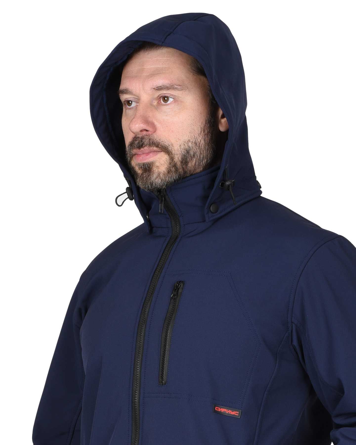 Куртка АЗОВ удлиненная с капюшоном синий софтшелл пл 350 г/кв.м 3
