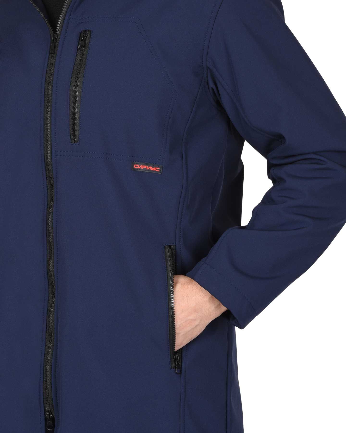 Куртка АЗОВ удлиненная с капюшоном синий софтшелл пл 350 г/кв.м 4