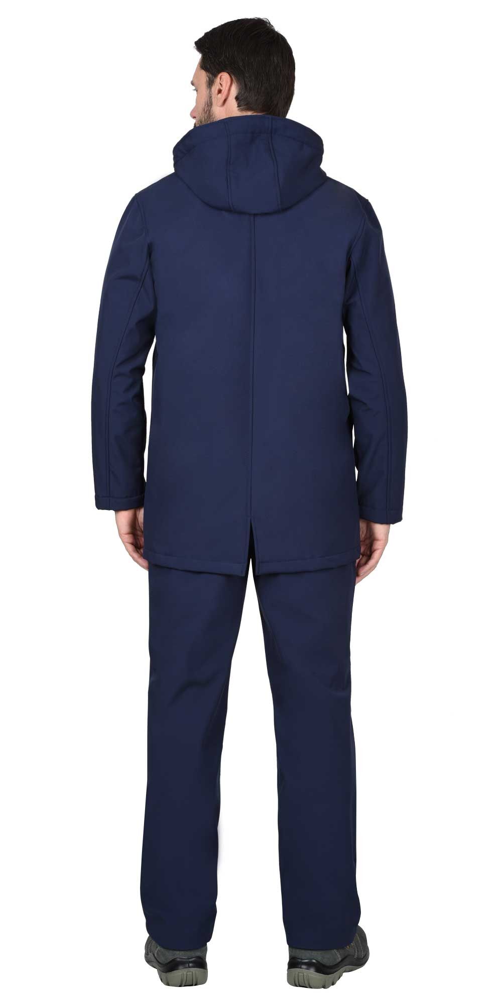 Куртка АЗОВ удлиненная с капюшоном синий софтшелл пл 350 г/кв.м 2