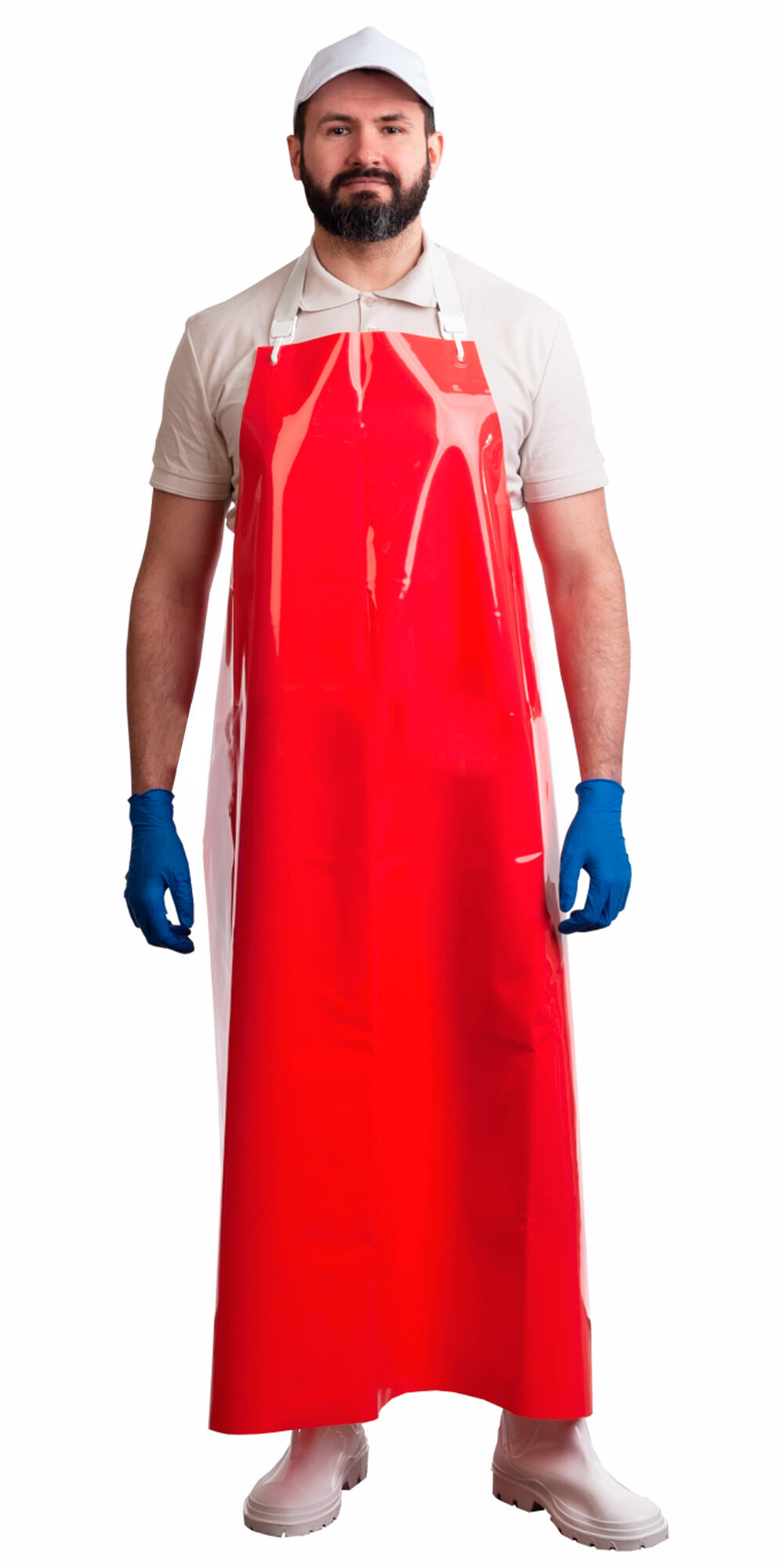 Фартук полиуретановый ЛАРИПОЛ уплотненный красный, толщина 0,3 мм, р.90см х115 см (ФАР013) (х12)