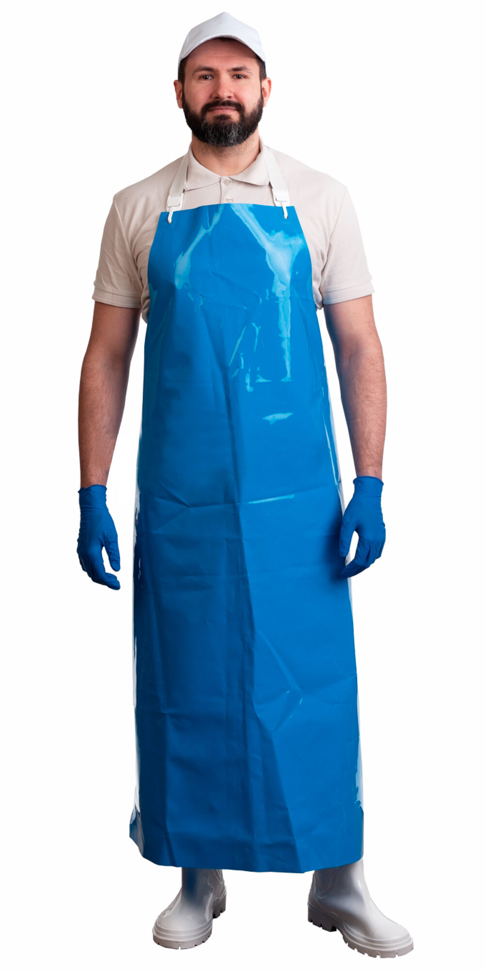 Фартук полиуретановый ЛАРИПОЛ облегченный синий толщина 0,15 мм, р. 90 см х 115 см (ФАР014) (х24)