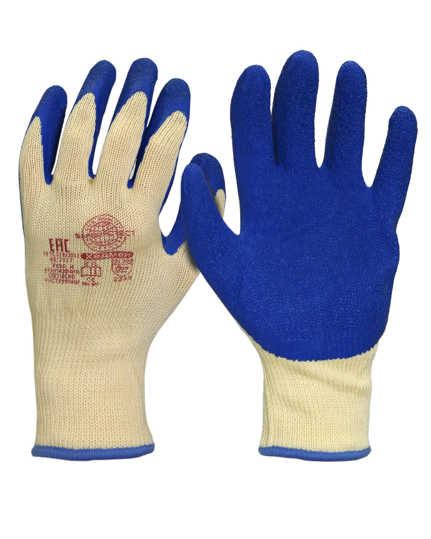 Перчатки Safeprotect ХЕДМЕН (хлопок с п/э+рельефный латекс) 1