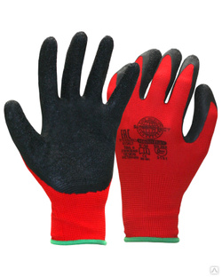 Перчатки Safeprotect НейпЛат (нейлон+латекс, красный с черным) #1