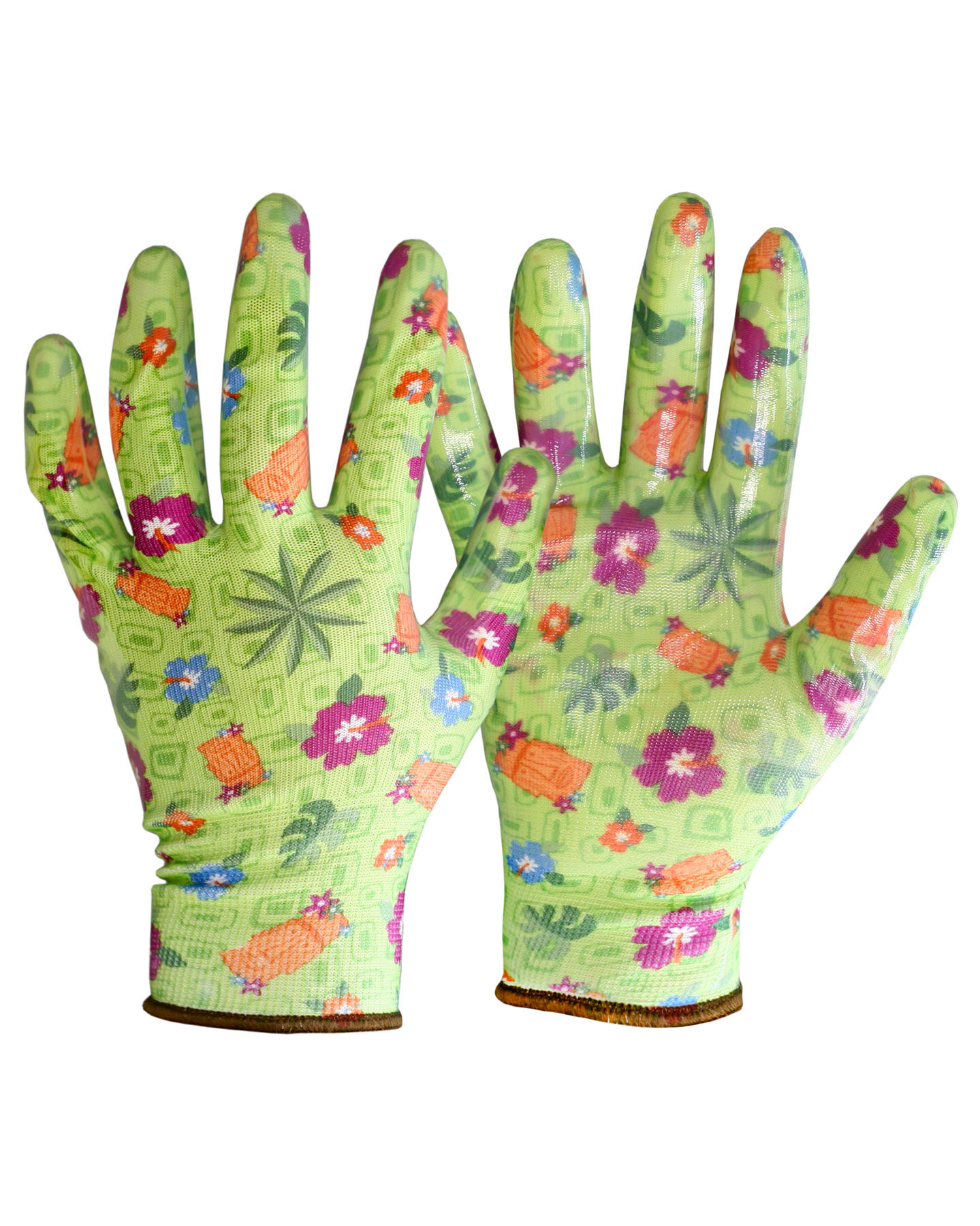 Перчатки Safeprotect САДОВЫЕ (нейлон+прозрачный нитрил, зеленый)