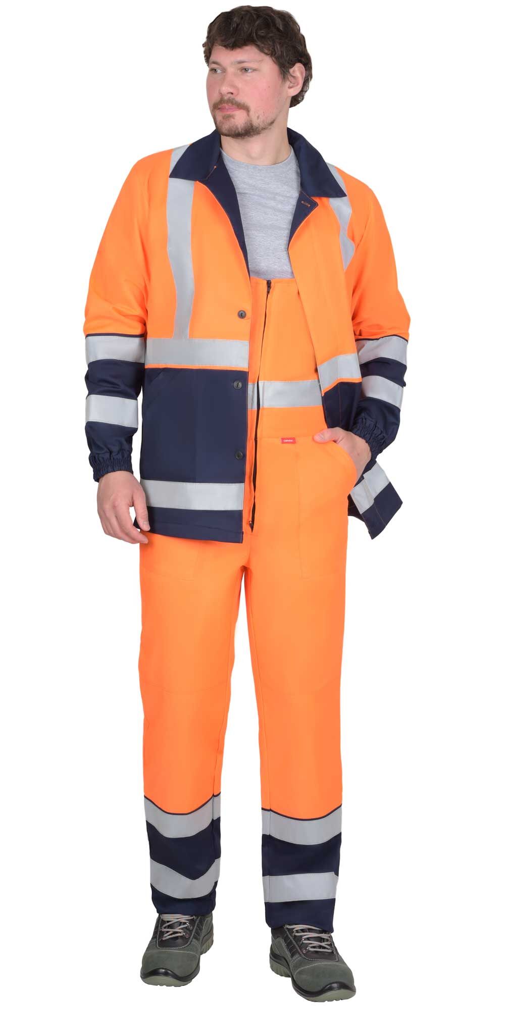 Костюм ТЕРМИНАЛ-3-РОСС куртка, полукомбинезон оранжевая с темно-синим