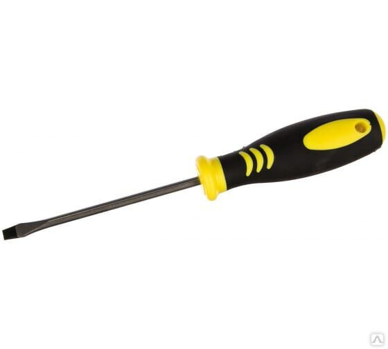 Отвертка плоск 5,5*100мм SL Хард Crv сталь прорезинен черно-желт ручка ФИТ (Р)