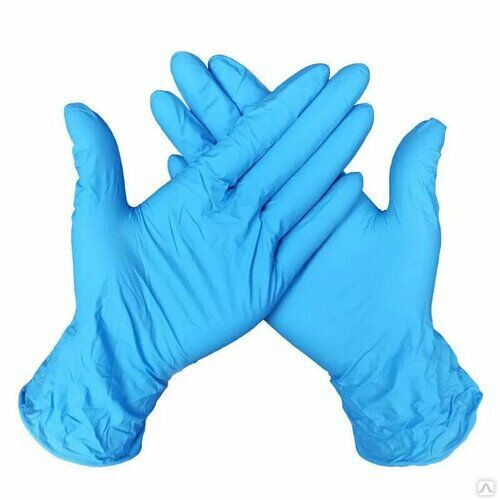 Перчатки нитроиловые неопудренные голубые
