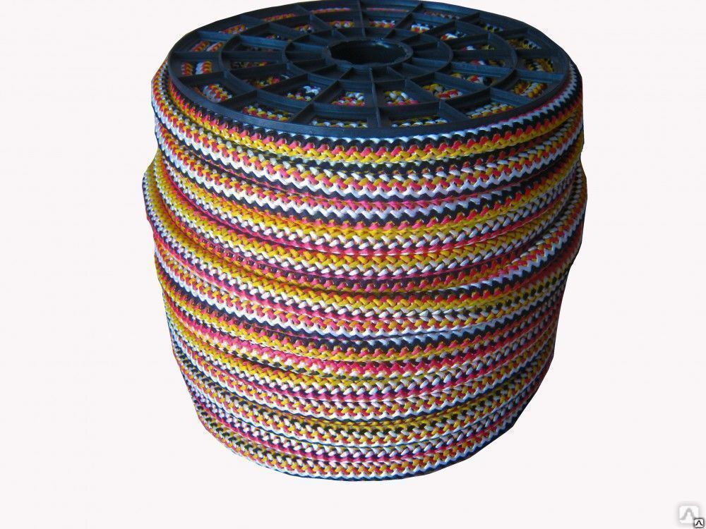 Шнур веревка вязаный п/п 8 мм (250 м) цветной
