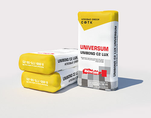 Клей плиточный для мозаики и белого мрамора Unibond C2 Lux (белый)