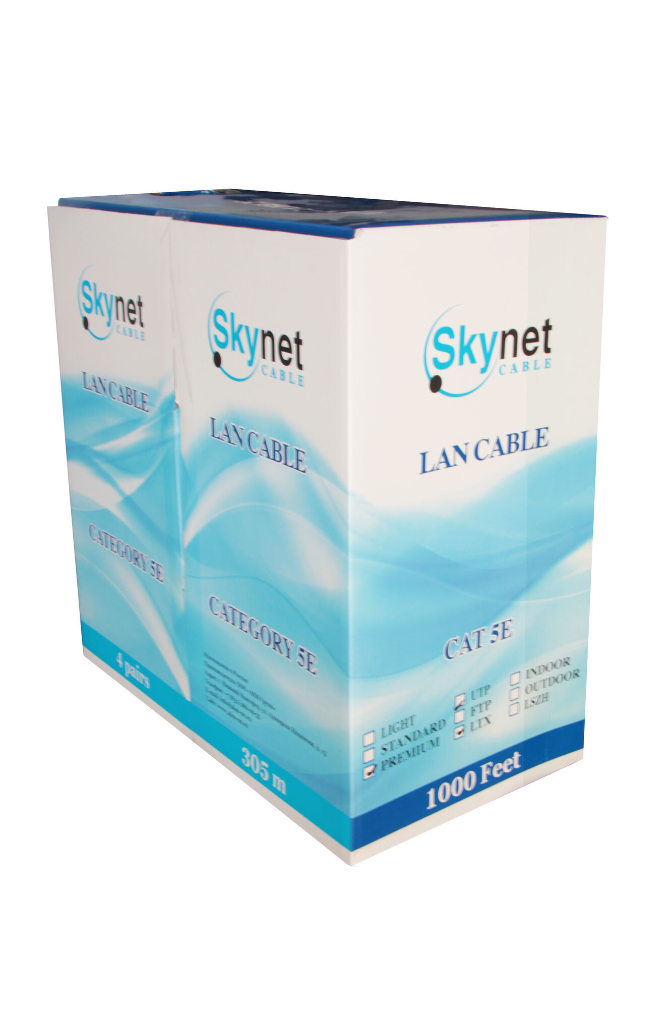 Кабель витая пара кат. 5е SkyNet Premium UTP нг(А)-LSLТx 4х2х0.51 Cu, внутренний, серый, сертификат ПБ