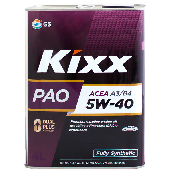 Масло моторное Kixx PAO А3/В4 5W-40 4 л синтетическое Артикул L211044TE1