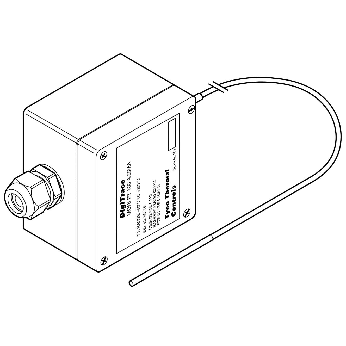 Датчик температуры окружающей среды с соединительной коробкой, Pt100, EEx e MONI-PT100-EXE- AMB Raychem