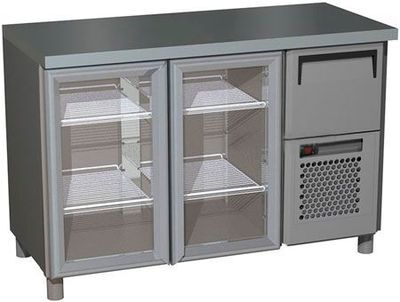 Шкаф холодильный T57 M2-1-G 0430-19 корпус нерж, без борта, планка (BAR-250C Carboma)