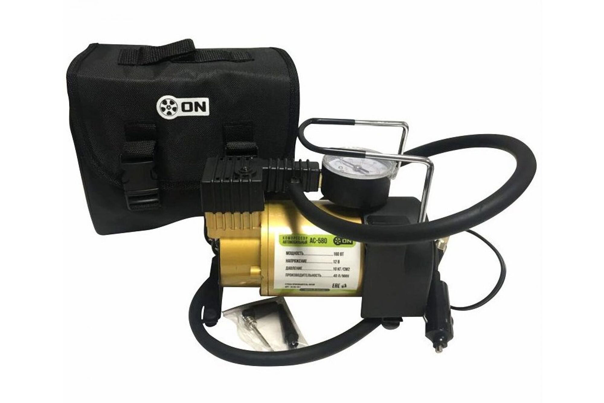 Автомобильный компрессор ON АС-580, тип Торнадо Оптима, в сумке, 35лмин, 150 Вт, 12 В. 16-03-000