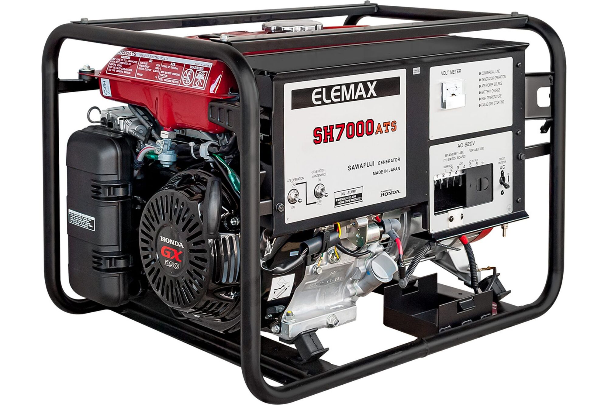 Бензиновый генератор Elemax SH7000ATS-RAVS, 6,1 кВт, 230 В, 679х511х496 мм, 78 кг, автозапуск БП-00006830