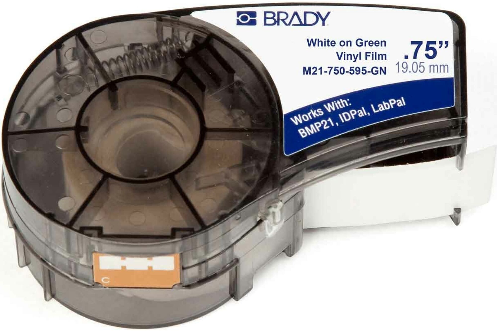 Лента 19.05мм/6.4м винил, белый на зеленом Brady M21-750-595-GN brd142808,  цена в Екатеринбурге от компании ГЛОБАЛСТРОЙРТИ