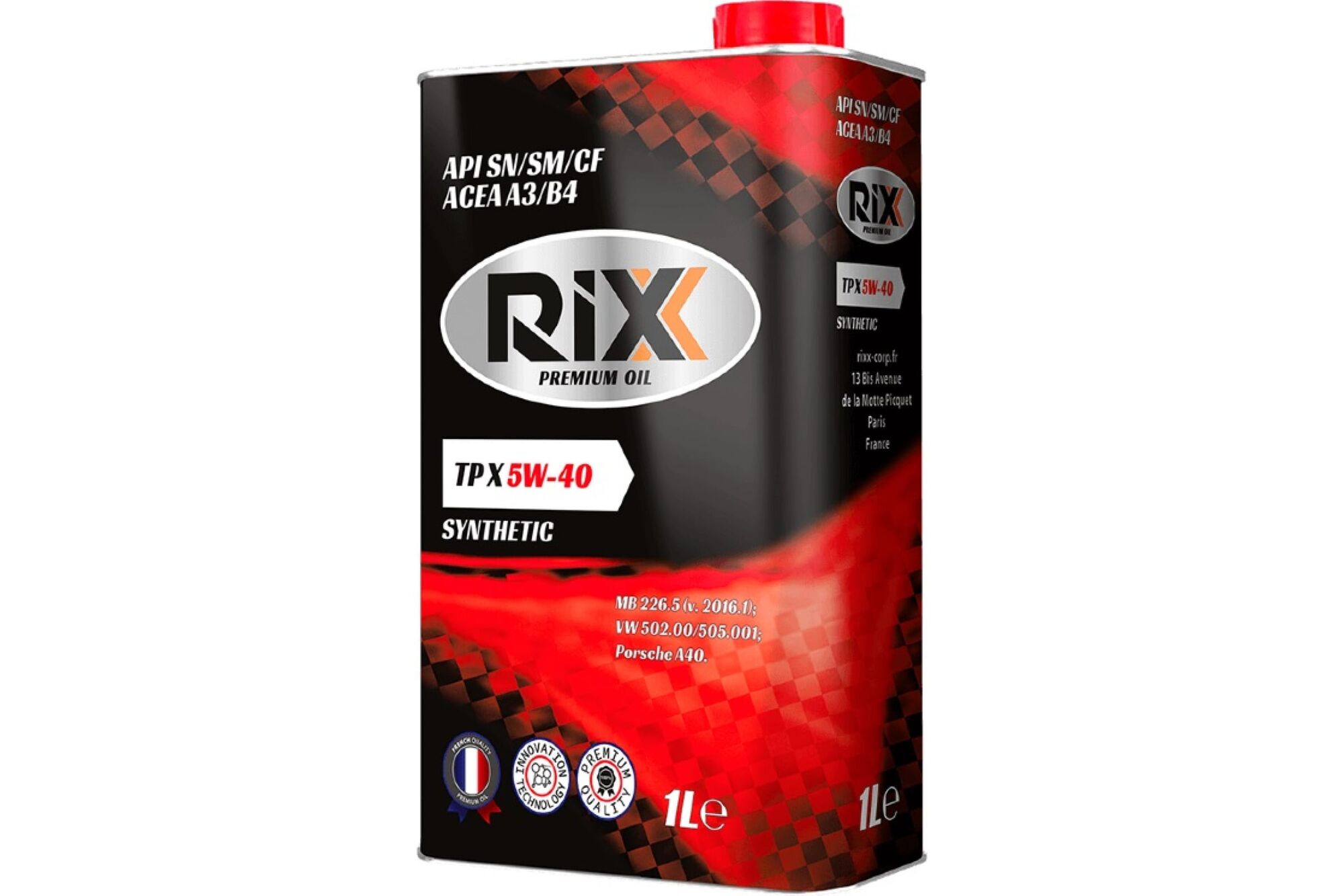 Моторное масло RIXX синт TP X 5W-40 SN/CF 1 л новая банка RX0006TPX