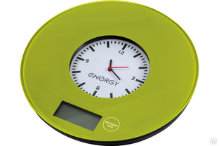 Электронные кухонные весы ENERGY EN-427 7 кг зеленые с часами 003064 