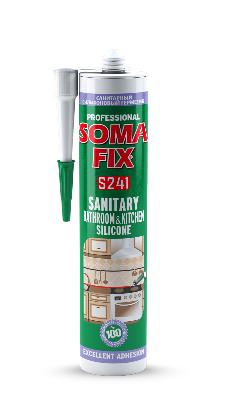 Силиконовый герметик SOMA FIX санитарный (для ванной и кухни), 280 мл., белый