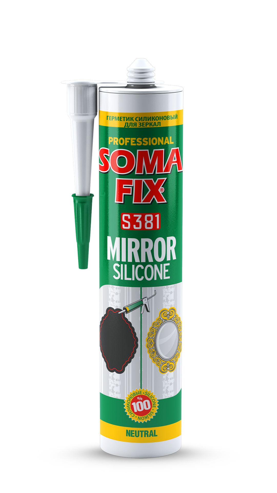 Силиконовый герметик SOMA FIX нейтральный (для зеркал) 280 мл., белый