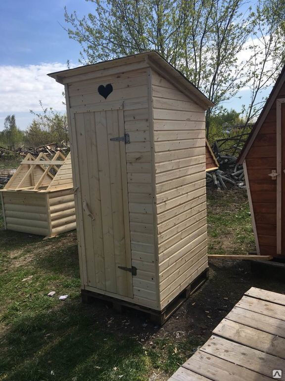 Туалет деревянный для дачи, односкатный имитация бруса 1*1.1 метра