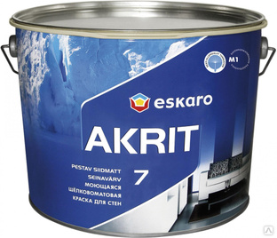 Краска в/д для стен и потолков шелково-матовая "Eskaro Akrit-7" База А 9,5л 