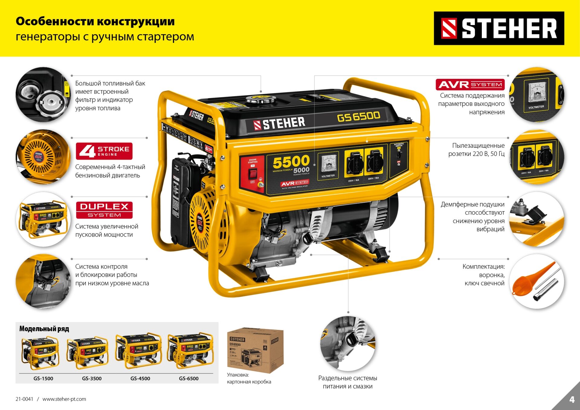 Генератор бензиновый GS-1500 1200 Вт STEHER, цена в Волгограде от компании  ТехЭнергоЮг