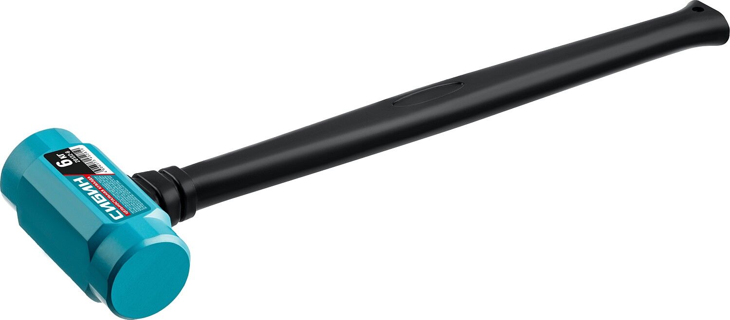 СИБИН 6 кг, 600 мм, цельностальная кувалда с удлинённой обрезиненной рукояткой (20132-6)
