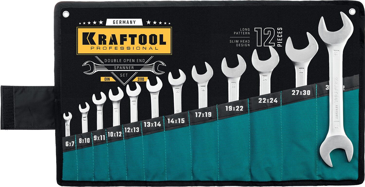 KRAFTOOL 12 шт, 6 - 32 мм, набор рожковых гаечных ключей (27033-H12) 27033-H12_z01