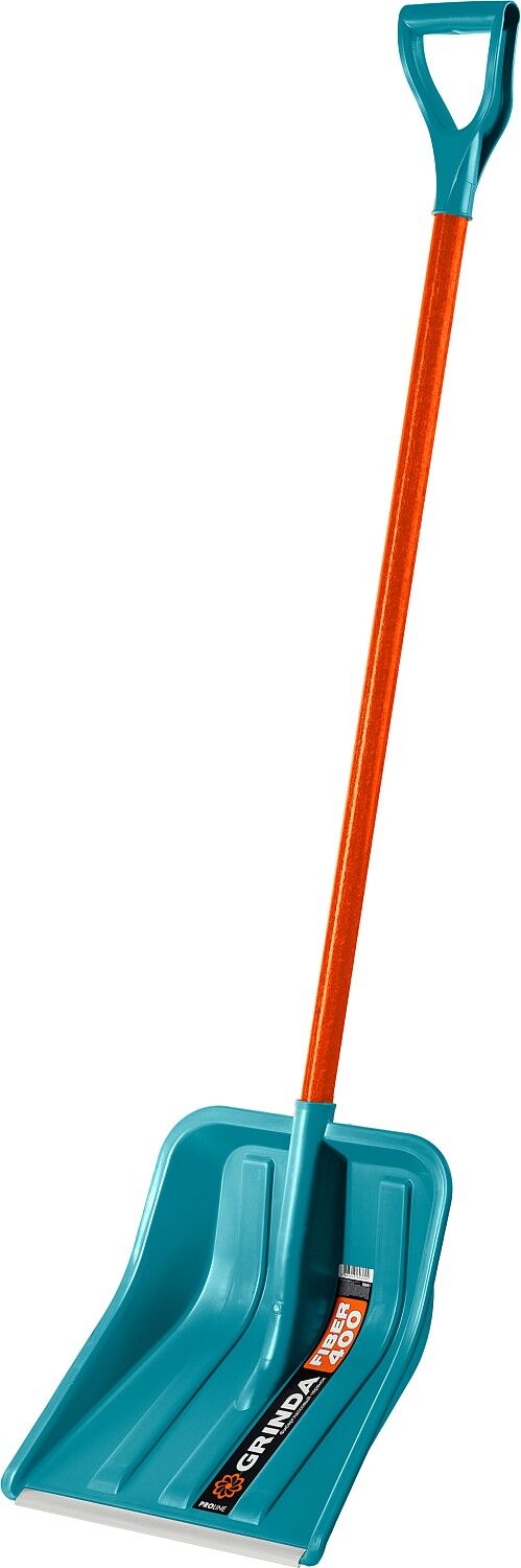 Снеговая лопата GRINDA PROLine FIBER-400 400 мм пластиковая с алюминиевой планкой, особопрочный легкий черенок из фиберг