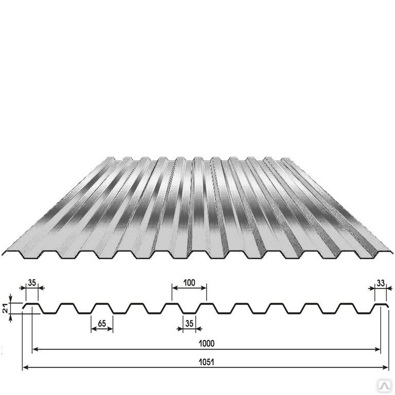 Размеры оцинкованного профнастила для крыши